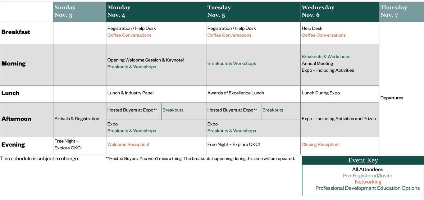 OHCE schedule at a glance